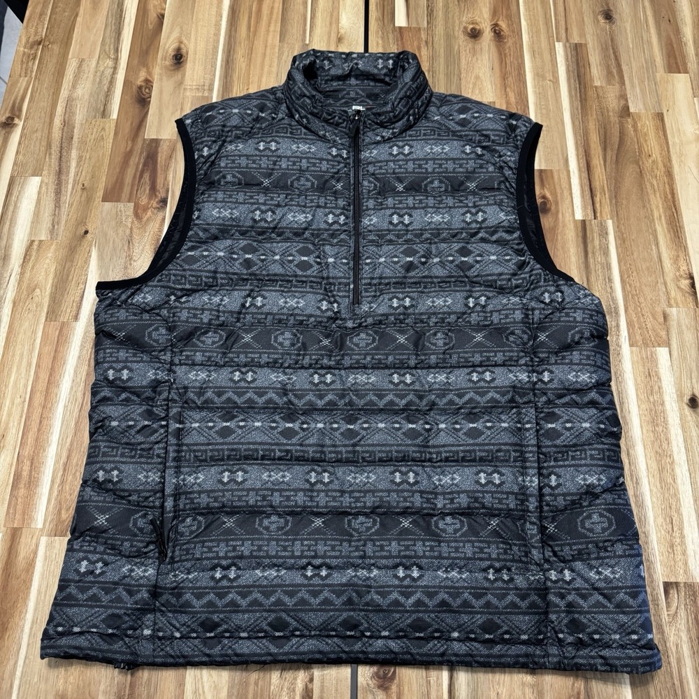 RLX Ralph Lauren Black & Gray Patterned Quilted Vest